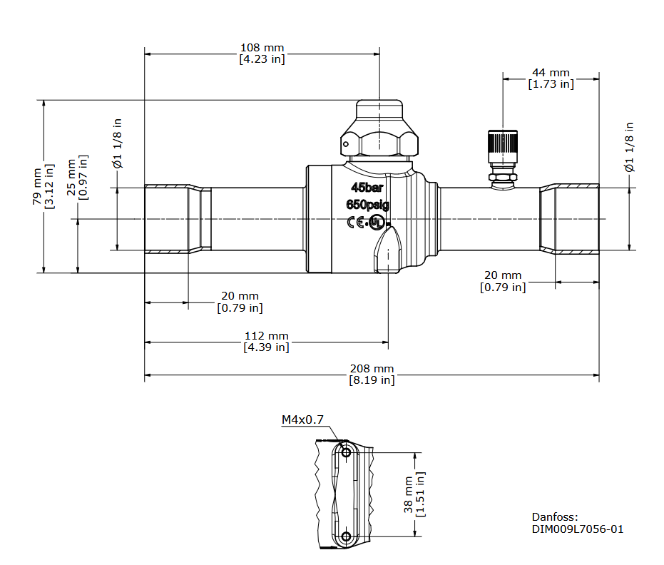 VALVULA DE ESFERA GBC 1.1/8" COM SCHRADER - Imagem 2